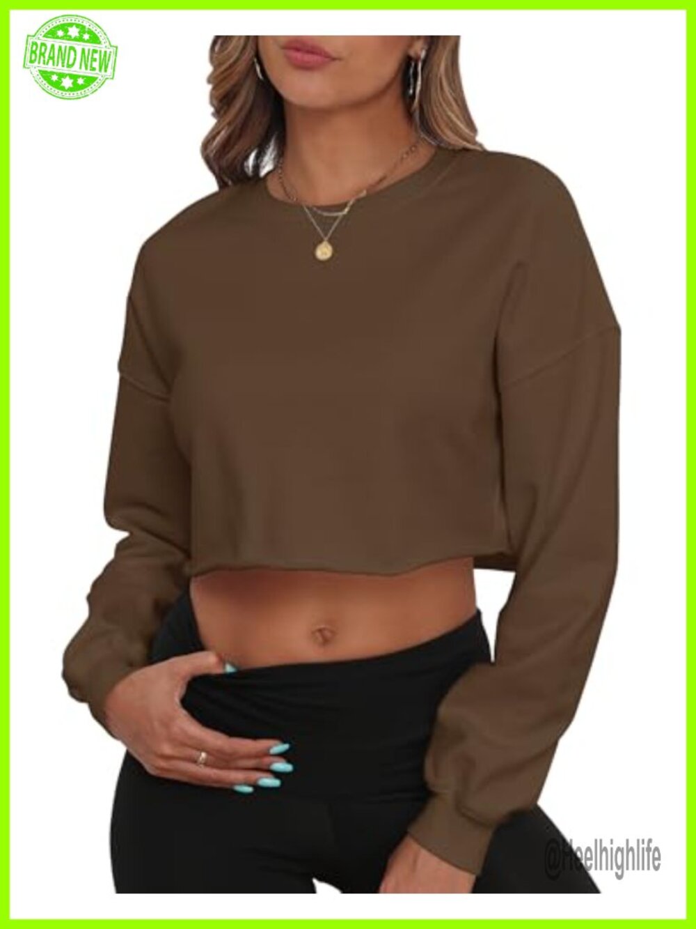 PRIMODA Women's Cropped Sweatshirt Loose Crewneck Pullover